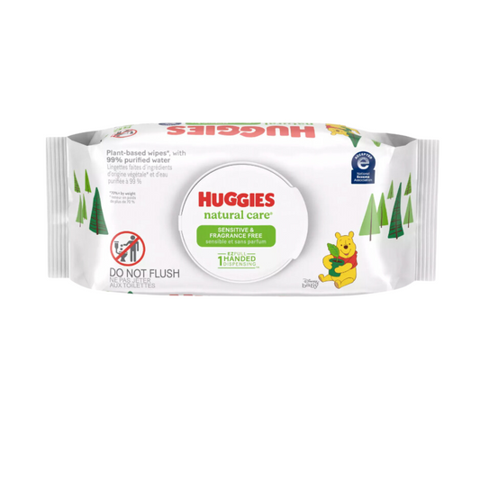 Huggies natural care wipes fragrance free, 64 wipes per package